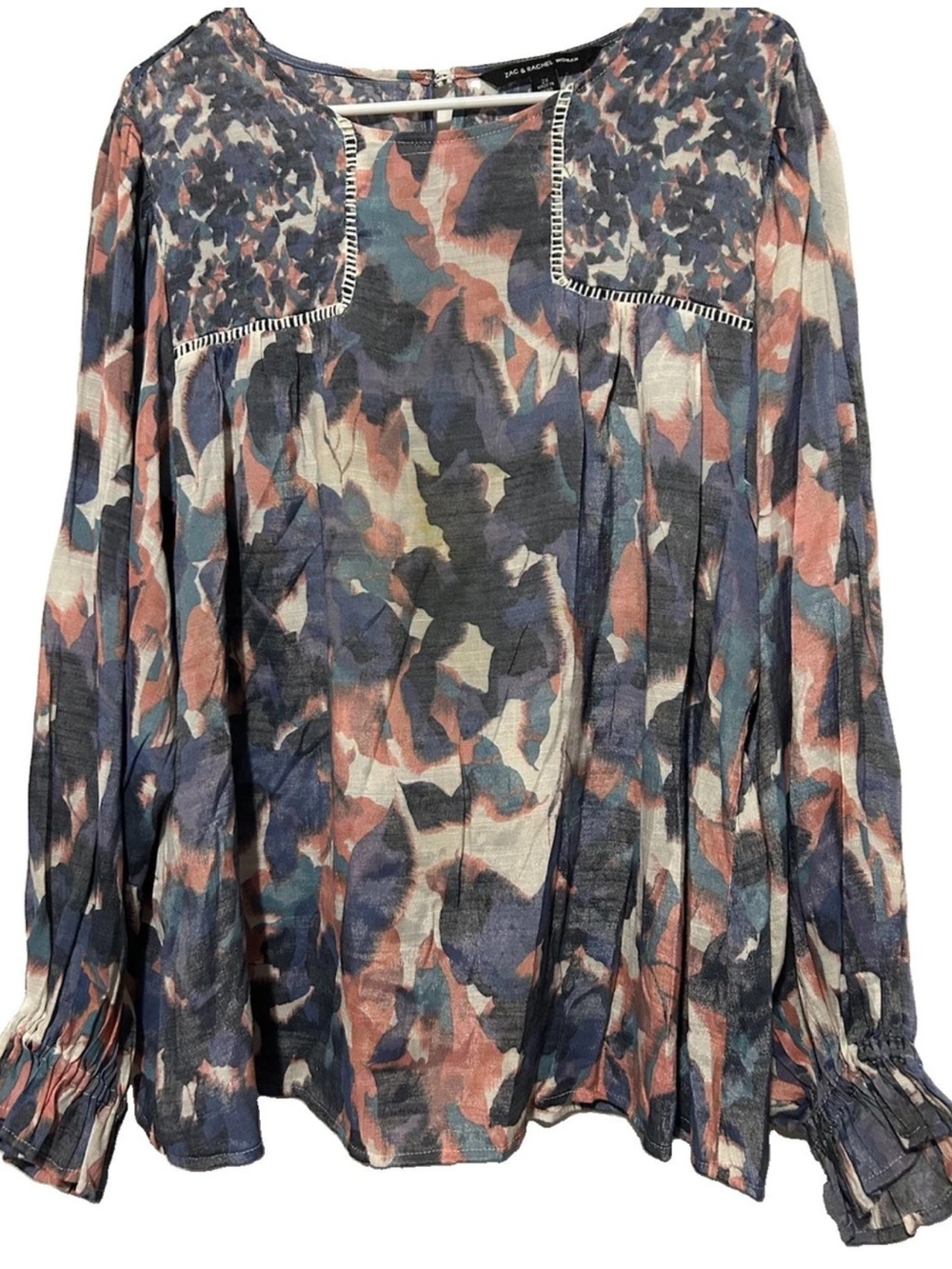 Zac & Rachel Top 2X Watercolor Floral Fairycore Coquette Feminine Shirt Blouse